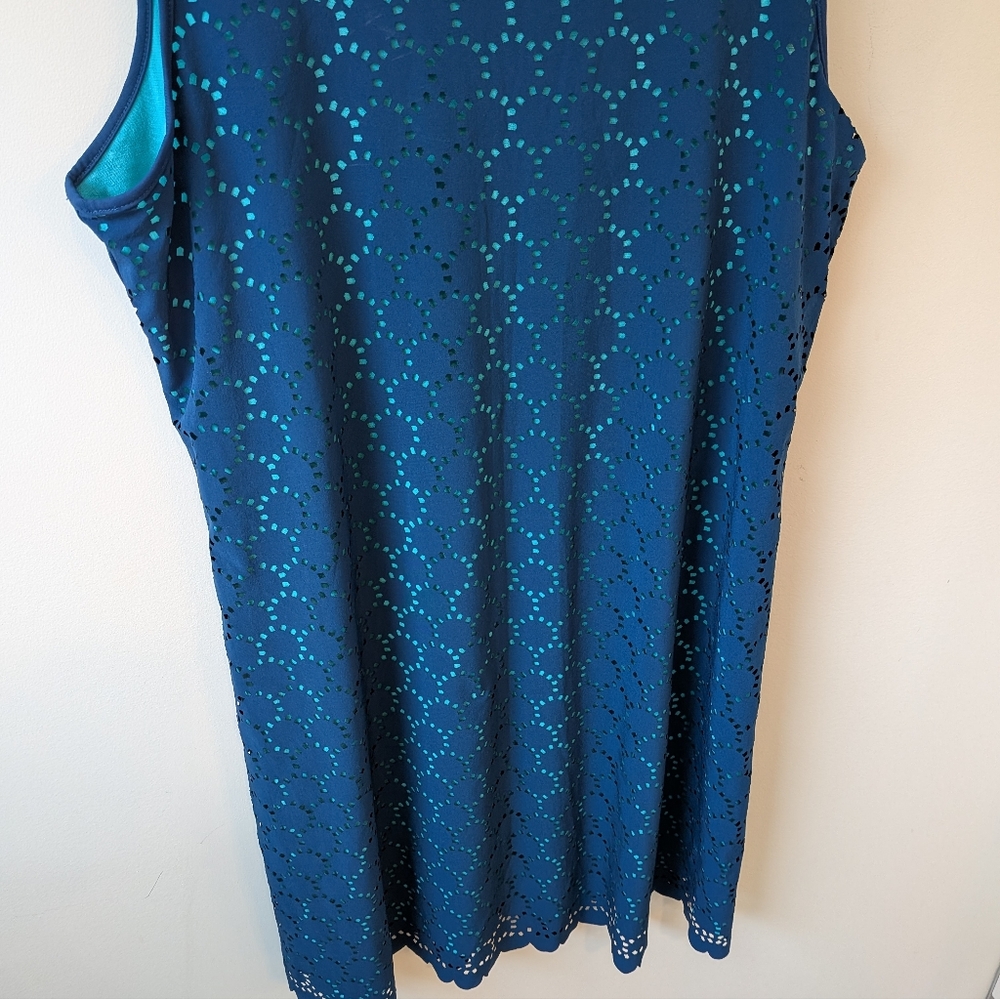 Title Nine Women's Teal Blue Nimblene Eyelet Athletic Dress Large - Picture 2 of 6